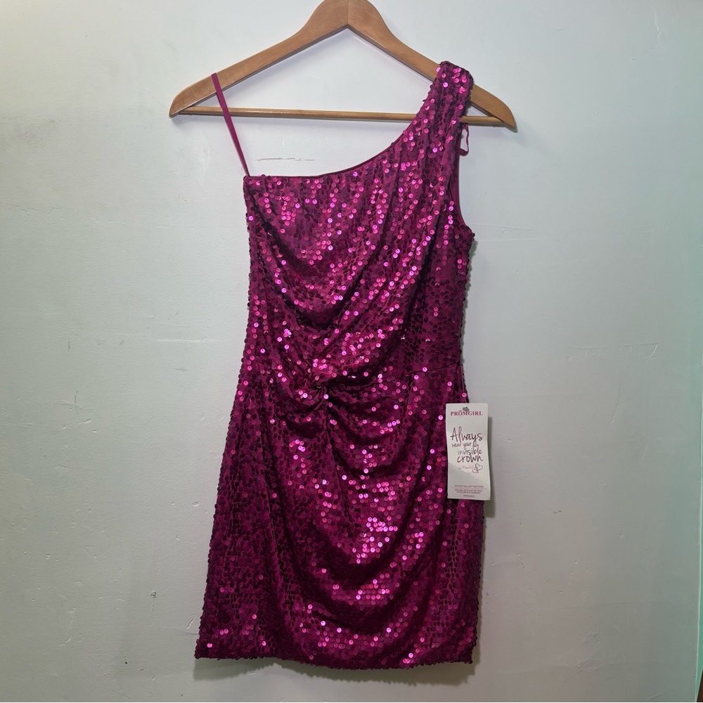 PromGirl Pink Sequin One-Shoulder Dress